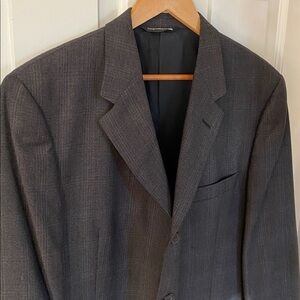 Hardy Amies Vintage 100% Wool Plaid Men’s Gray Suit Jacket Blazer Classic